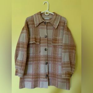 Primark Blush Pink Plaid Button up Sweater/Cardigan/Jacket